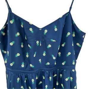 J. Crew Navy Pineapple Print Summer Dress Size 10